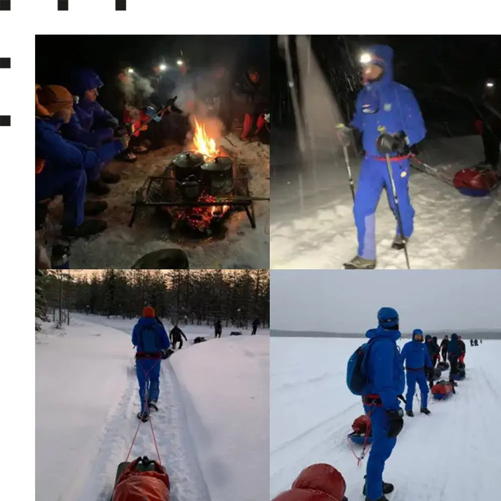 Fotocollage der Charity-Schneewanderung bei Nacht.