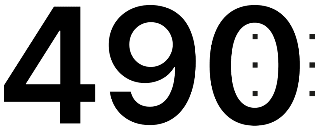 Zahl 490 in schwarz